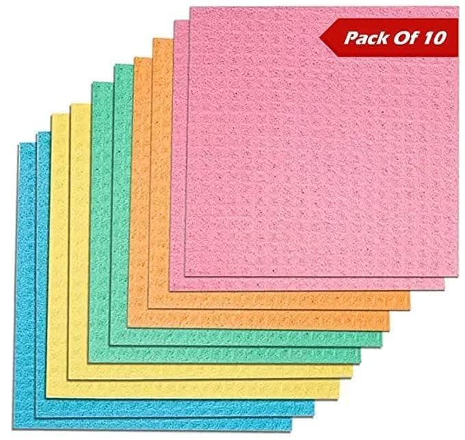 Tidy Home Cellulose Cleaning Sponge for Kitchen 20 x 16 x 05 cm Pack of 10 Wipes Multicolour