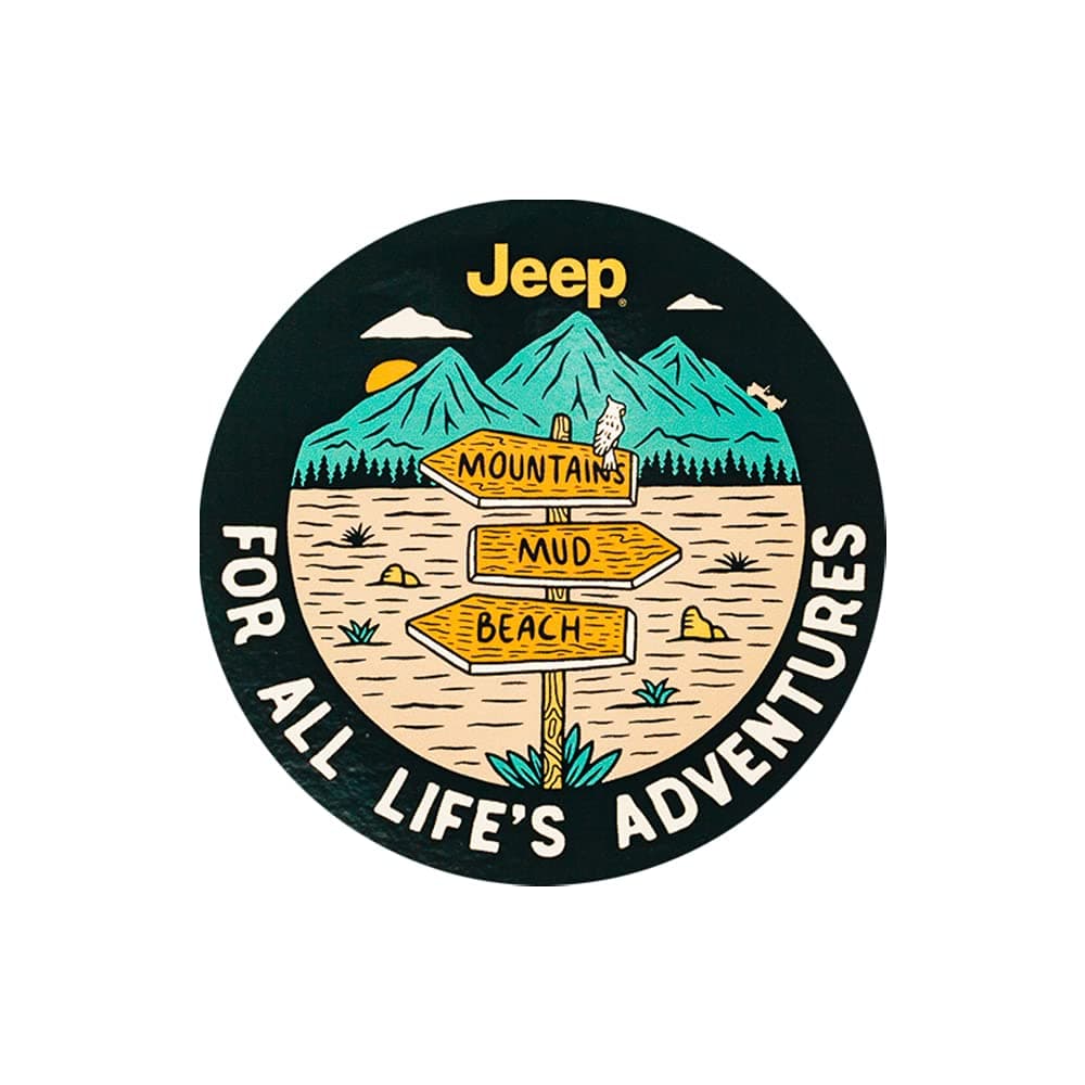 Jeep for All Lifes Adventures Vinyl Sticker 4 Circle