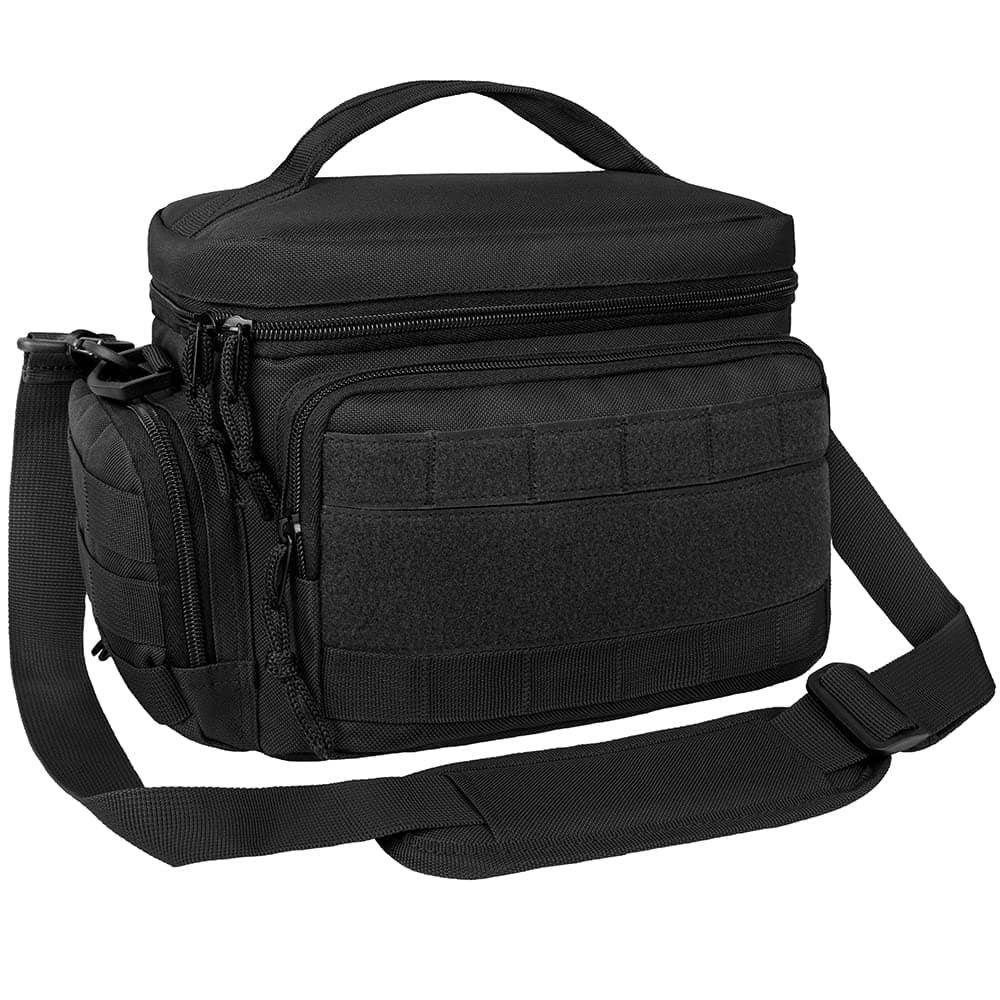 opux Tactical Lunch Box for Men Black Mens Insulated Lunch Bag for Adult Leakproof Soft Lunch Cooler with MOLLE Mesh Side Pockets Multicam Heavy Duty Lunchbox Pail for Work Women Medium 10 Cans