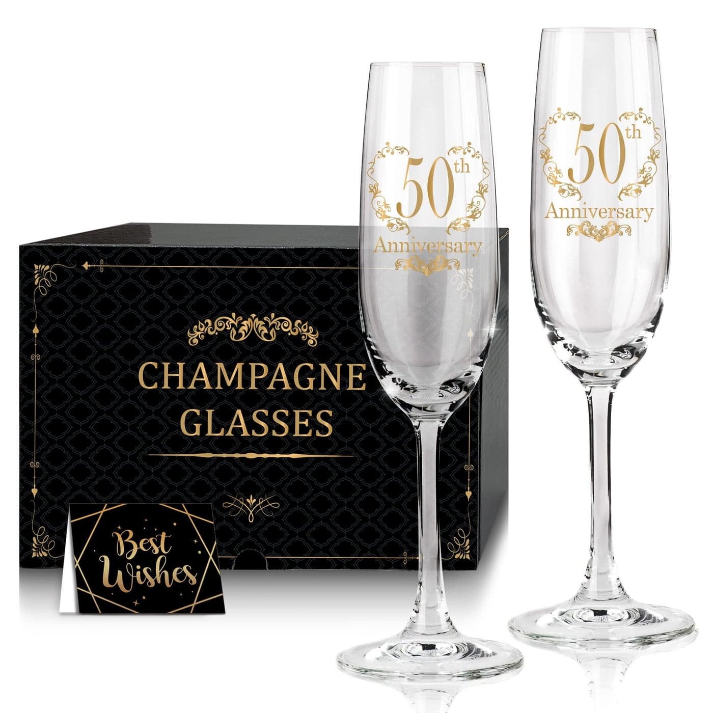 Tom Boy 50th Anniversary Champagne Flutes Couple Gifts for Anniversary Wedding Anniversarys Champagne Flutes Glasses Set of 2 Married Couples gifts Anniversarys 50th Gifts for Parents