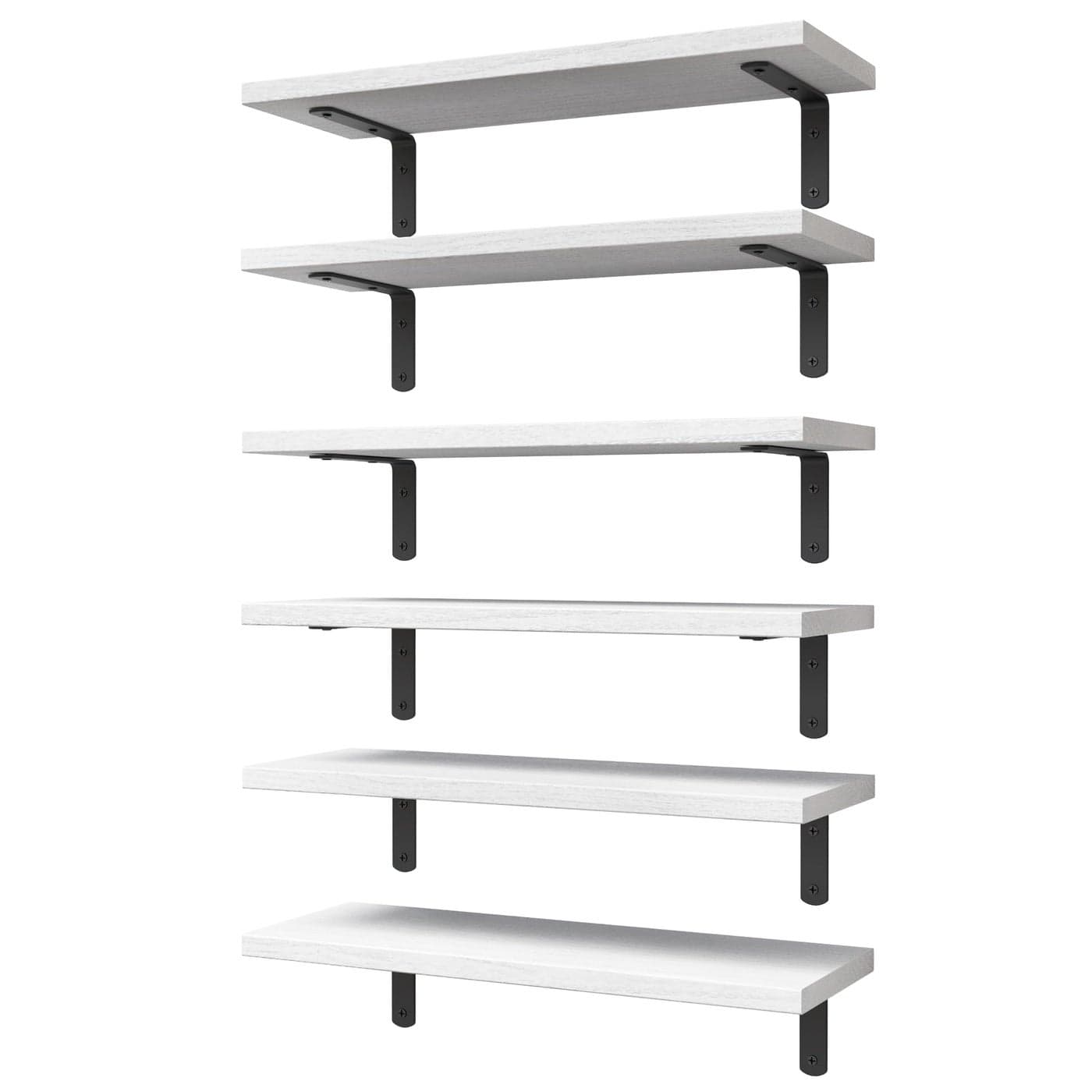 WOPITUES White Floating Shelves Set of 6Wood for BedroomModern Wall DecorBathroom StorageBook Living RoomUpgradedWhite HM011A