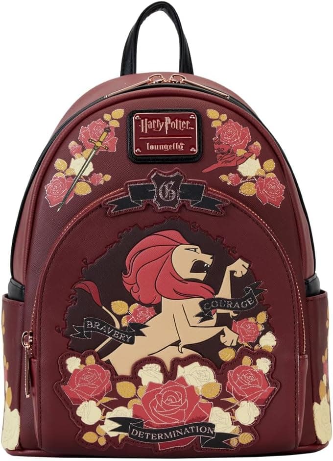 Loungefly Harry Potter Gryffindor House Floral Tattoo Mini Backpack