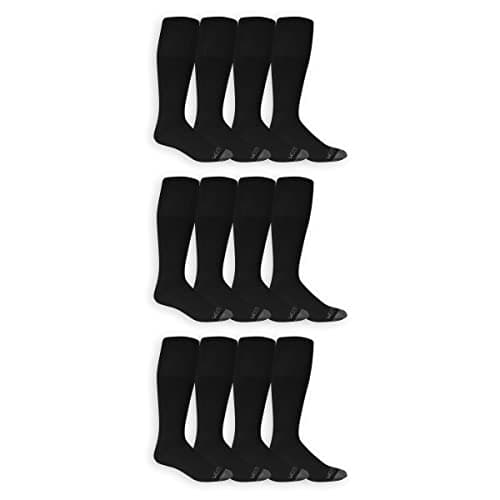 Fruit of the Loom Men's Dual Defense Tube Socks (12 Pack), Black, 6-12