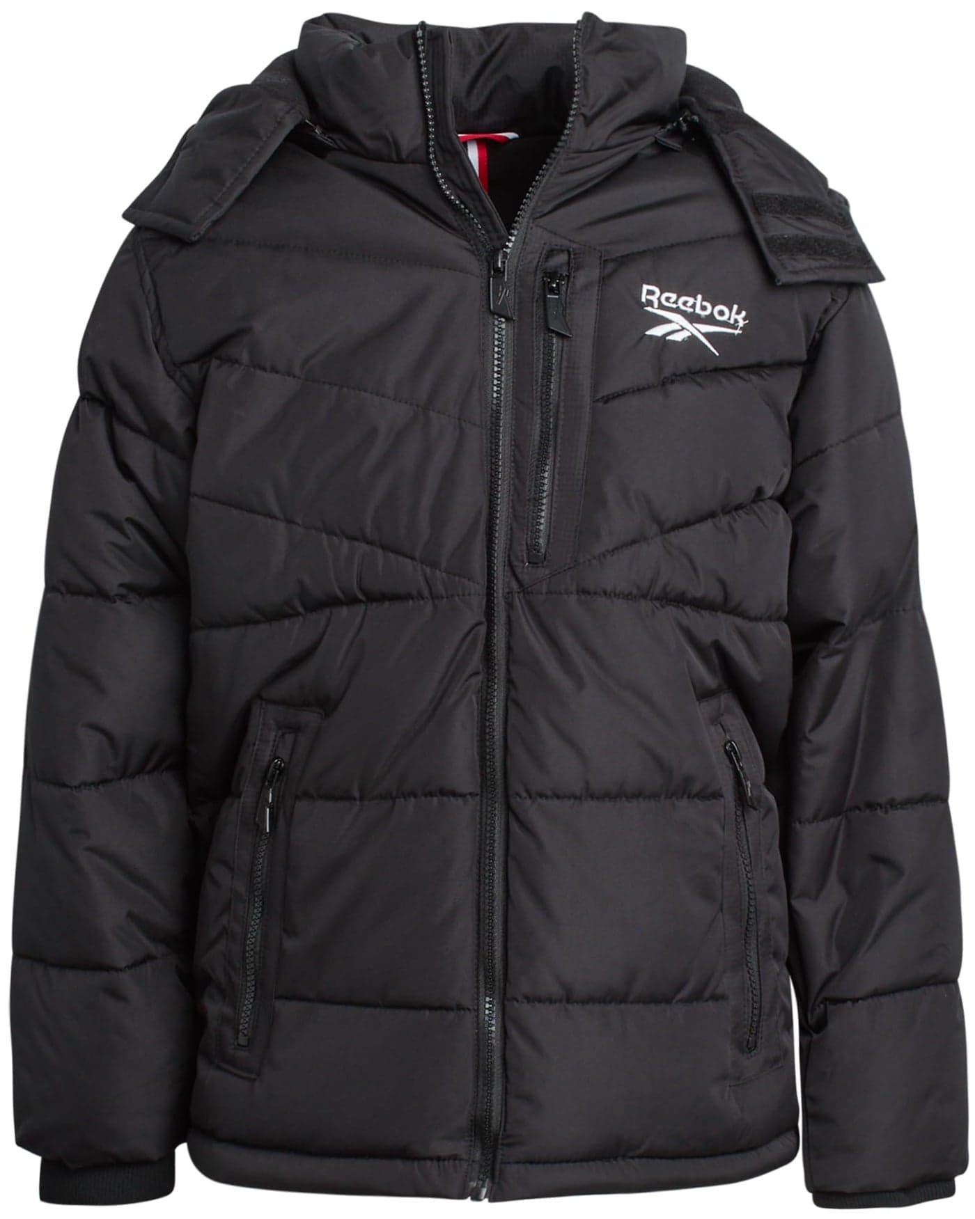 Reebok Boys Puffer Jacket - Heavyweight Quilted Water & Wind Resistant Boys Winter Coat - Fleece Insulated Kids Winter Jacket, Size 10-12, Black