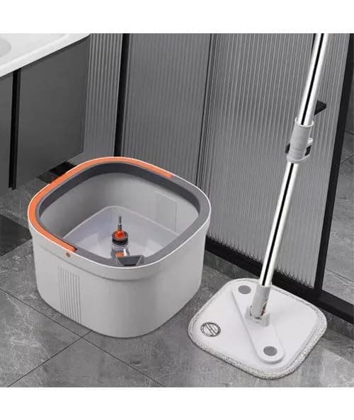 MAPPLE CREATION HandFree Washing Mop Wet and Dry mop with Bucket for Floor Cleaning 360 Rotating Square MopHead for Hardwood Tile Marble Floors 2 Replaceable MopPads