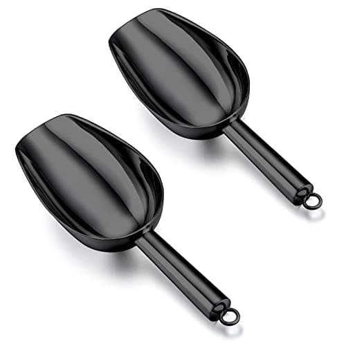 TeamFar Ice Scoop 5oz Stainless Steel Canister Small Ice Candy Scoops for Kitchen Dispenser Buffet Jars Healthy Sturdy Multiuse Mirror Finish Dishwasher Safe2 PCS Black
