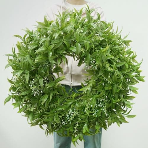 JDKPK 26 Inch Large Boxwoods Wreaths for Front Door Artificial Green Eucalyptus Leaves Greenery Indoor Outdoor Wreath Home Decor Porch Window Wall Farmhouse Door Decorations Spring Summer All Season
