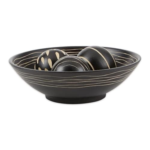 Wood Gifts Decor Artisan Deco Bowl and Ball Centerpiece