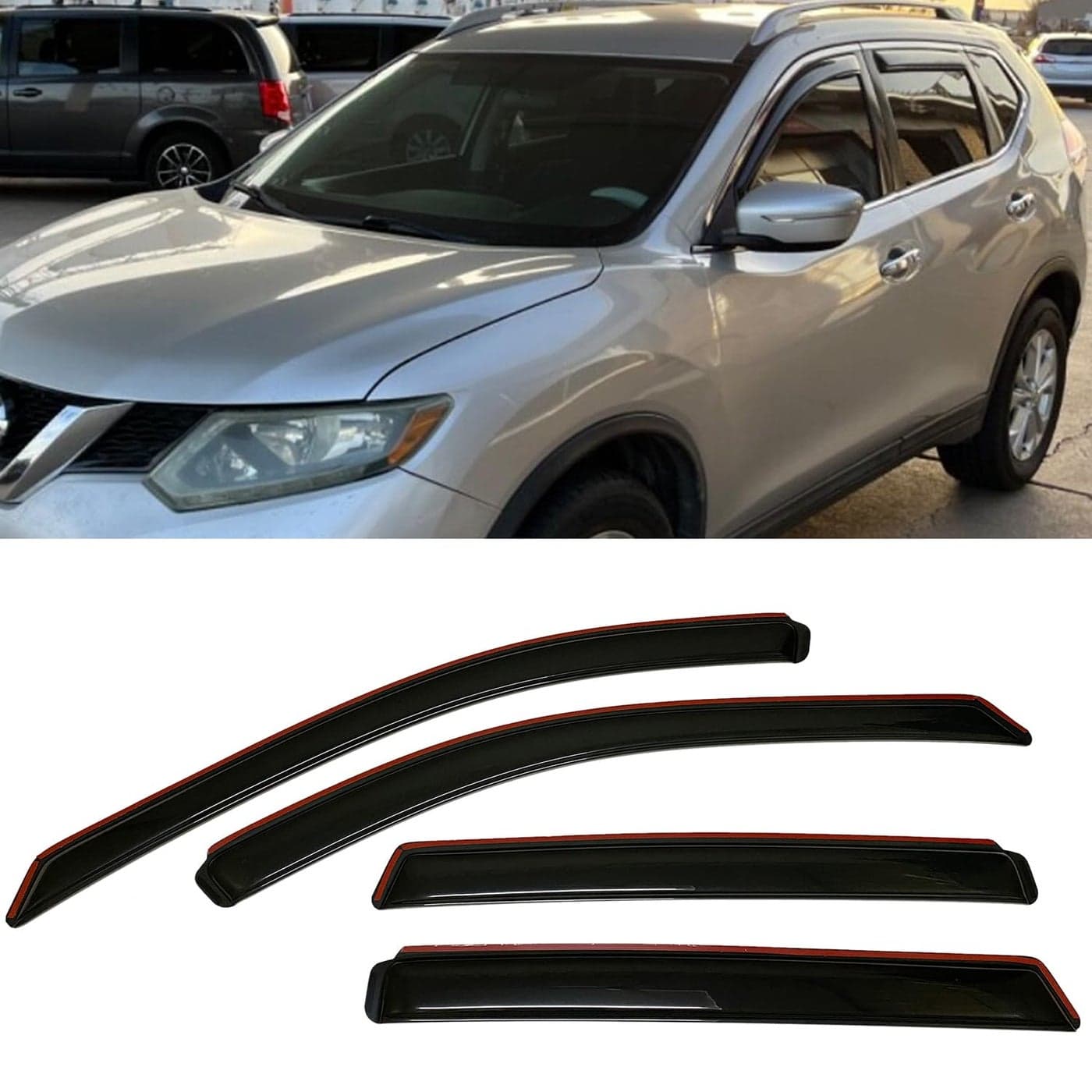 inChannel Style Smoke Window Sun Rain Visors Vent Guard Deflector Compatible with Nissan Rogue 20142020