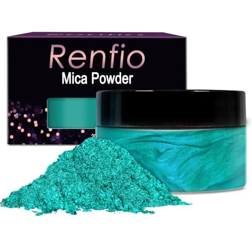 Renfio 100g Mica Powder Pigment, Metallic Natural Dye Mineral Pearl Shimmer Epoxy Resin Dye for Painting Soap Making Slime Bath Bombs 3.5 Oz - Turquoise
