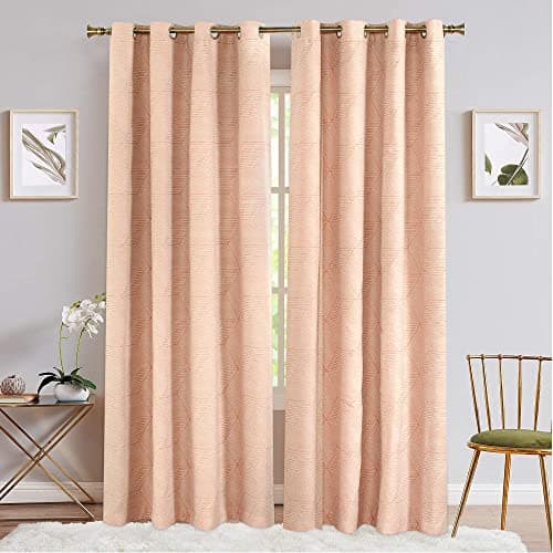 Deco Window Cotton Room Darkening Curtains 7 feet Long Set of 2, Semi Blackout (Eyelet,Pink, 4X7FT) Curtains with Perfect Pleats Connected Eyelet for Bedroom and Living Room