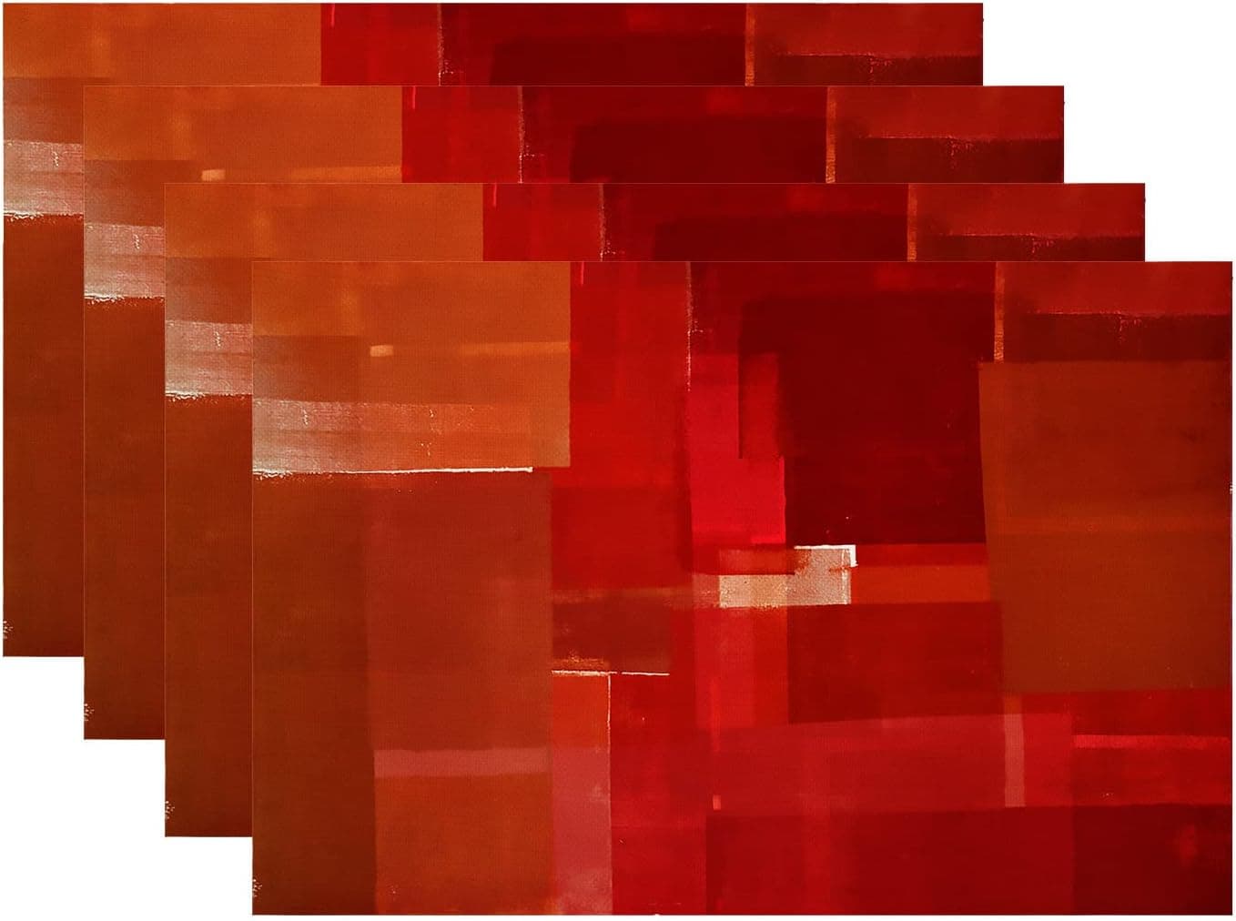 Batmerry Red Orange Placemats Decor Red Modern Art Textures Woven Burlap Modern Placemats for Dining Table Kitchen Table Round Table Farmhouse Wedding Outdoor Indoor Set of 4