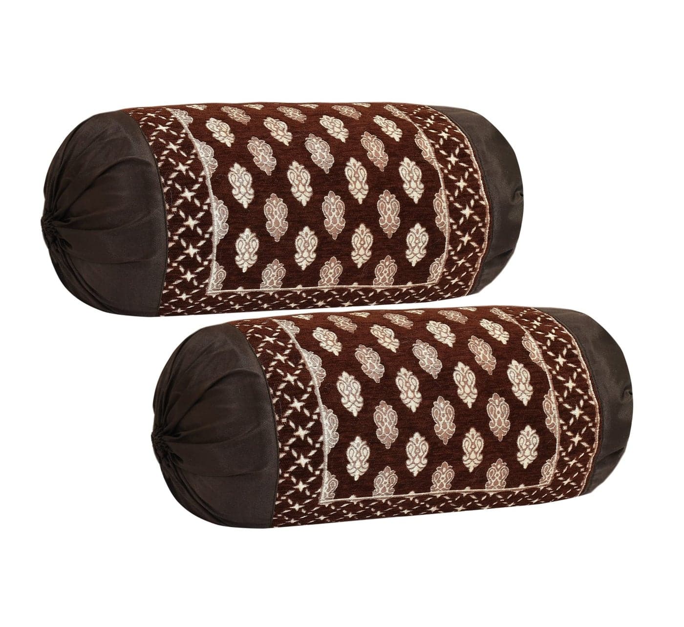 FRESH FROM LOOM 500 Tc Wrinkle Free Bolster Cover Set | 16x32 Inches | Bolster Dewan Round Pillow Covers | Bed Side Long Pillow Case | Soft and Velvet Fabric - (Coffee Ambi - Pack of 2pc)