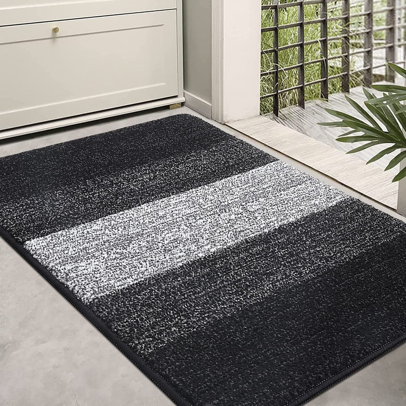 Kitinjoy Indoor Outdoor Door Mat 36x24 NonSlip Absorbent Dirt Trapper LowProfile Washable Inside Entrance Front Floor Mat Sturdy Soft Entry Doormats for Entryway Black