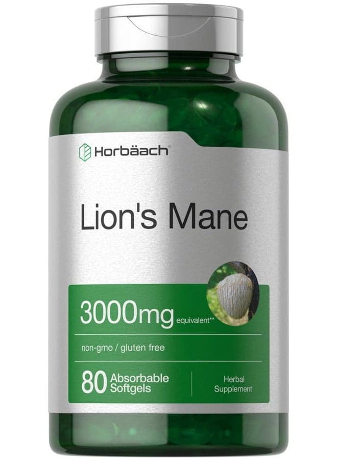 Lions Mane Supplement | 80 Absorbable Softgels | Non-GMO & Gluten Free Extract