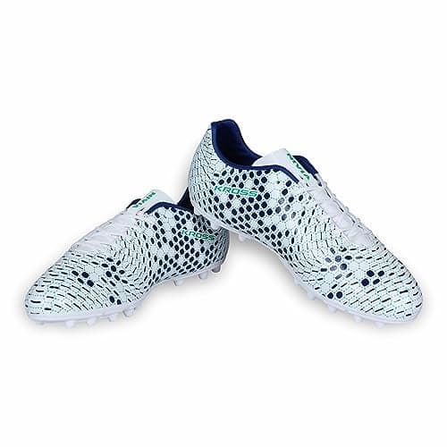 Nivia Kross Football Shoe/Sports and Soccer Shoe/Comfortable and LIGHTWEIGHT/UK-10 (White, Blue)