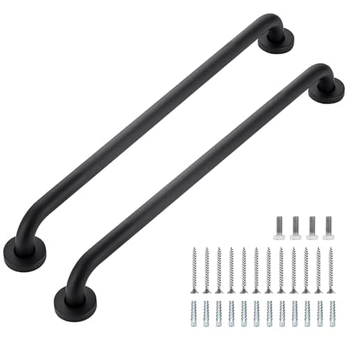 Grab Bars for Shower 2 Pack 24Inch Anti Slip Shower Handles for Elderly Safety Shower Grab Bar Stainless Steel Handicap Grab Bars for Bathroom Black 1 Diameter