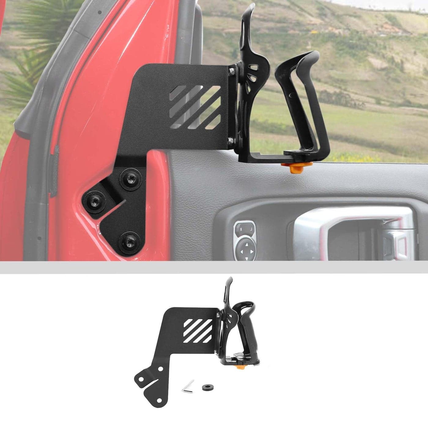 JWWY for Jeep JL Front Door Cup Holder Drink Holder on Passenger Right Side Beverage Rack for 20182025 Jeep Wrangler JL JLU Gladiator JT 4xe Interior Accessories Alloy