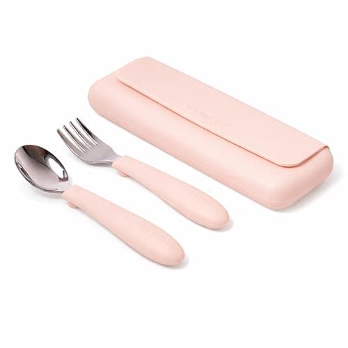 ASOMIC Premium 316 Stainless Steel Toddler Utensils with Silicone Handles & Travel Case, Kids Spoon & Fork Set for Toddler Self Feeding at Daycare, Preschool & School, BPA-Free, Dishwasher Safe