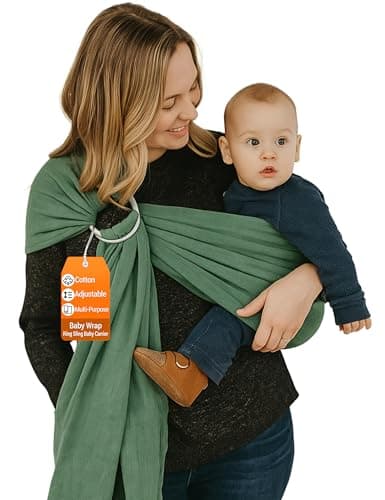 Hip Baby Wrap Ring Sling Carrier Baby Sling Wraps Newborn Wrap Carrier Extra Soft Bamboo Linen Machine Washable Infant Tush Wraps Natural Dyes Ideal Newborn Shower Gifts Forest Green