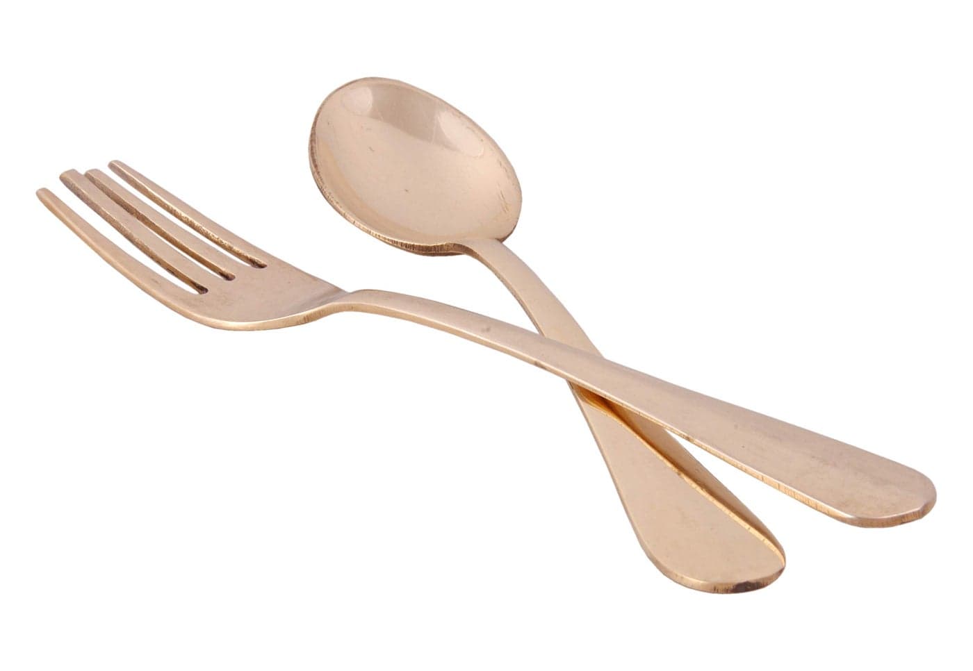 Shiv Shakti Arts® Pure Brass Fork & Spoon Set - Tableware Cutlery Set (Heavy Gauge - 7.2" Inch)