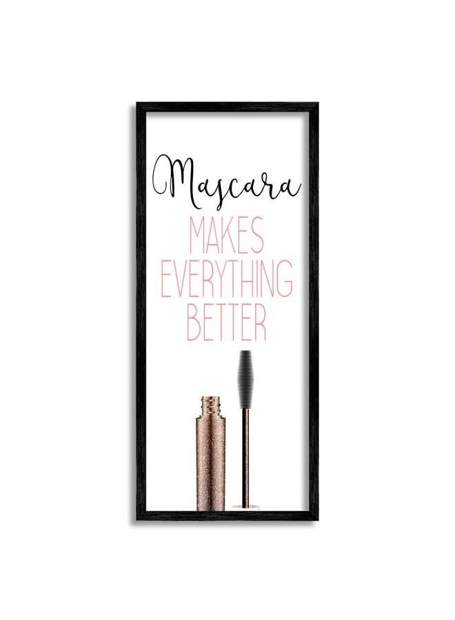 Mascara Fashion Designer Modern Pink Word, Design by Kimberly Allen Black Framed Wall Art, 13x30