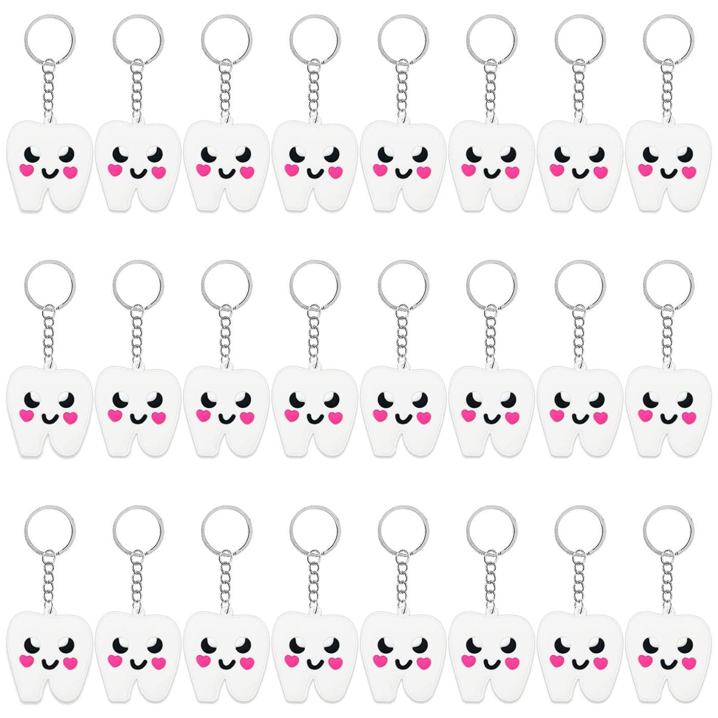 CiciBear 24 Pack Tooth Keyring Party Decorations for First ToothTeeth PartyFirst BirthdayClinic Graduation