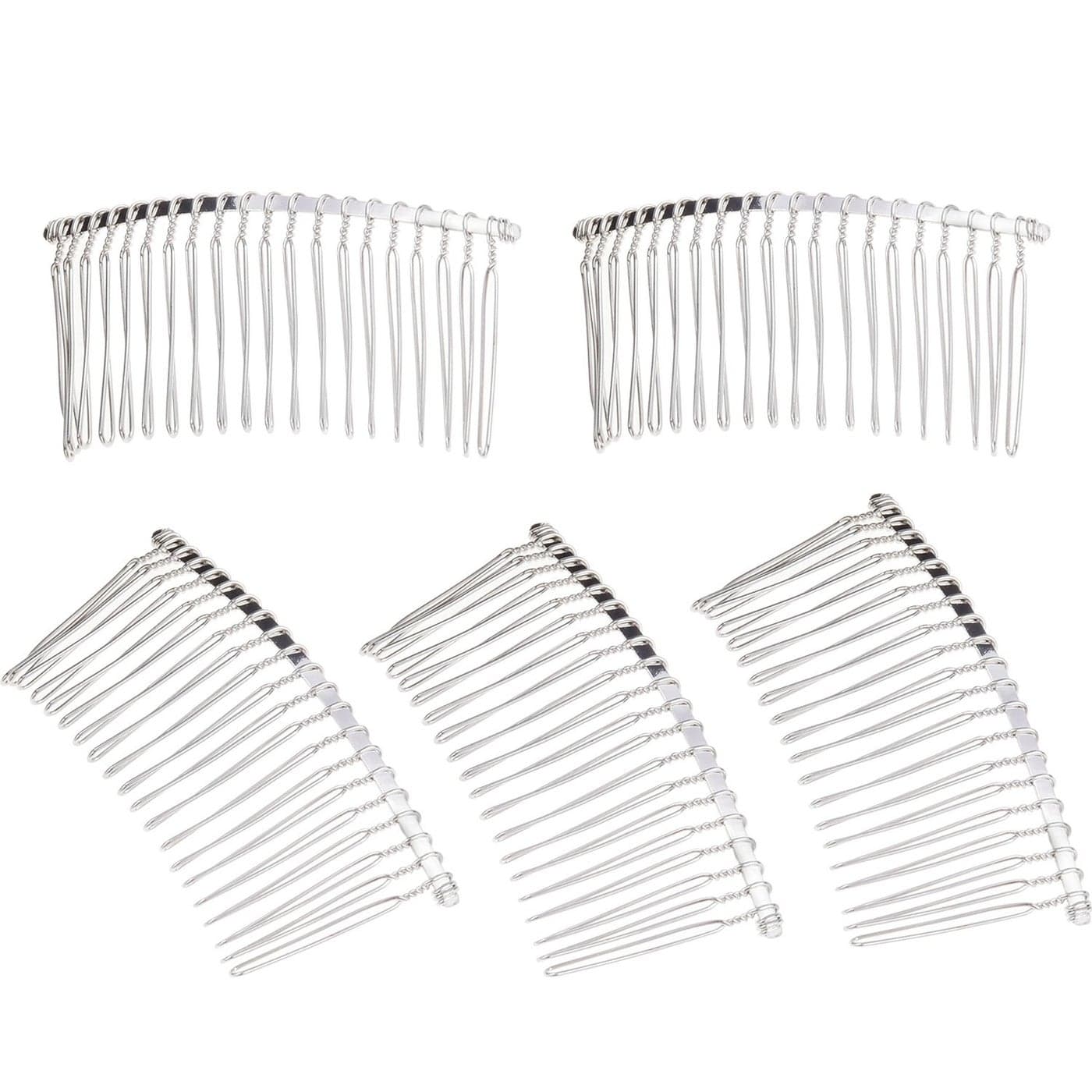 5 Pieces Hair Combs for Women Accessories Metal Bridal Hair Comb 20 Teeth Wedding Veil Comb Decorative for Women Fine HairWhite K