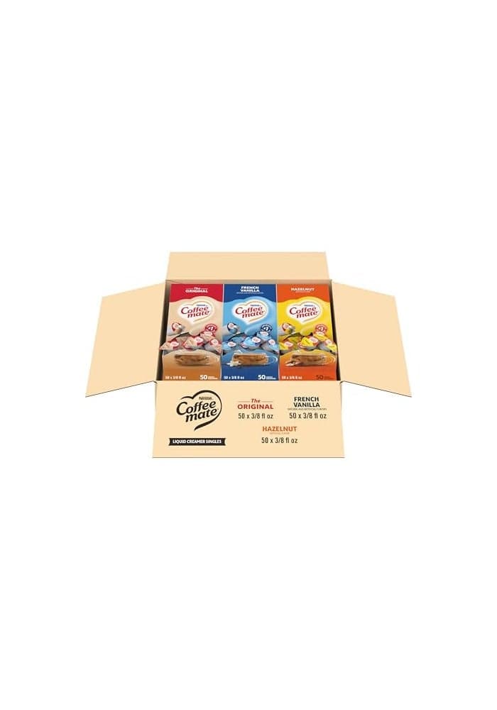 Nestle Coffee mate Creamer Singles Variety Pack Original French Vanilla Hazelnut Non Dairy No Refrigeration 150 Count Pack of 3