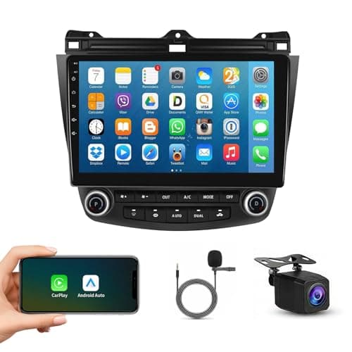 Car Stereo for Honda Accord 2003-2007, Android 14 Head Unit 2G+64G 10.1'' Touchscreen, Wireless CarPlay & Android Auto, GPS Navigation, Bluetooth, 5G WiFi, 1080P Backup Camera, Steering Wheel Control