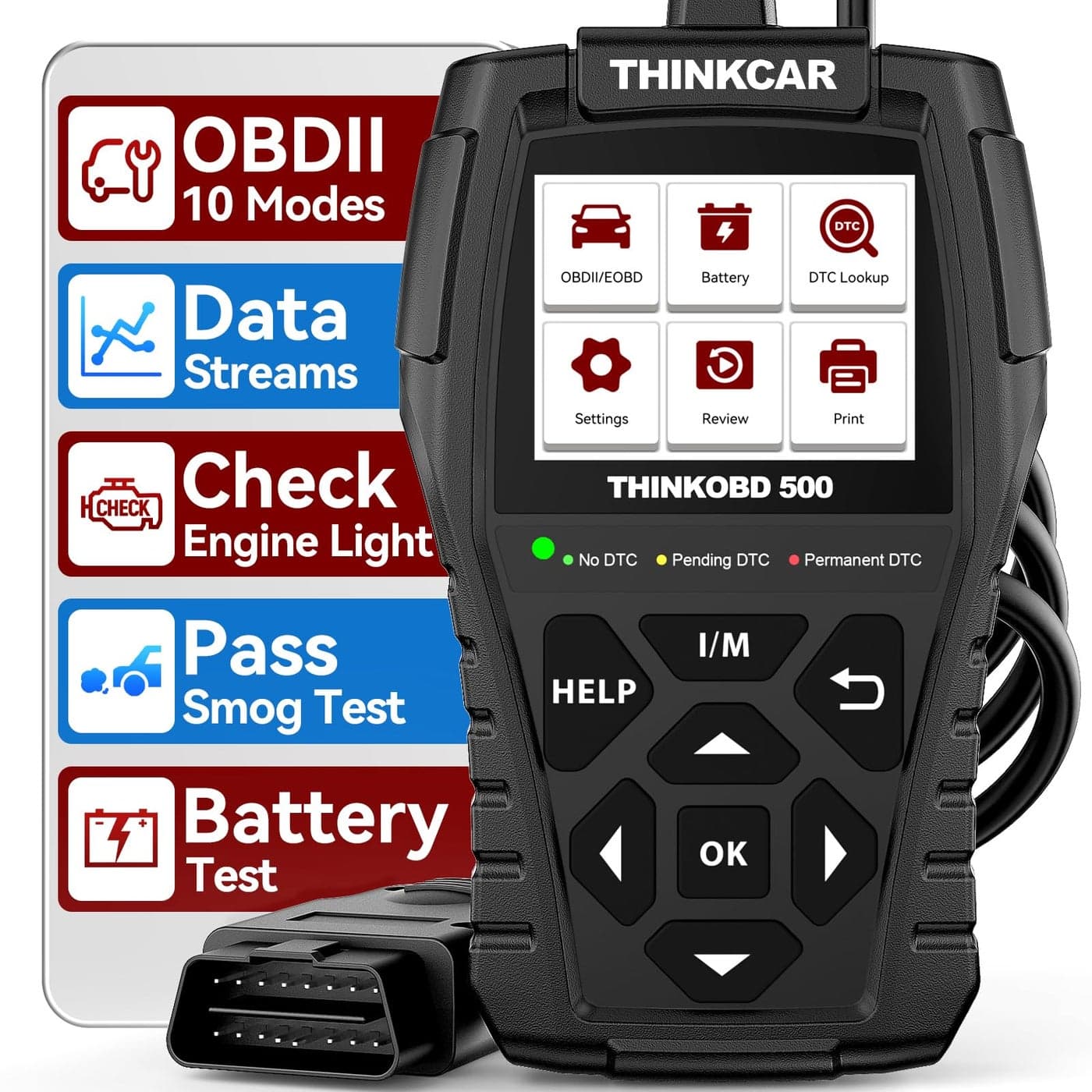 THINKCAR Thinkobd 500 OBD2 Scanner Check Engine Car Code Reader Full OBD II CAN Diagnostic Scan Tool Read and Clear Error Codes Live Data Vehicle Report 28 Inches Dispaly