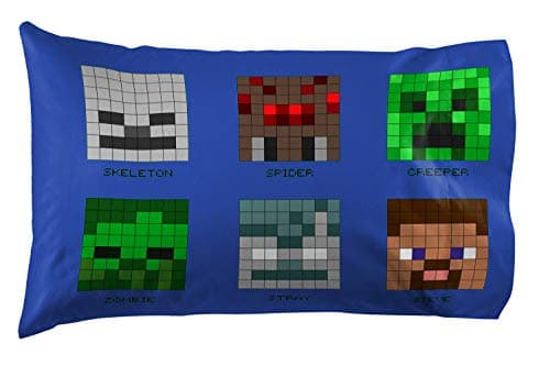 Jay Franco Minecraft Pixel Friends 1 Single Pillowcase DoubleSided Kids Super Soft Bedding Features Creeper Enderman Zombie Skeleton Alex Steve