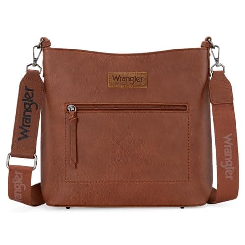 Wrangler Crossbody Bag for Woman Trendy Crossbody Purse Vegan Leather Travel Purse Lightweight Shoulder Handbag WG117G-9360BR