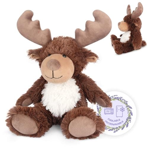 SuzziPals Heatable Coolable Moose Stuffed Animal Plushies Microwavable Heating Pad for Soothing Relaxation Lavender Scent Stuffed Plush Toys for Stress Relief Christmas Stuffed Animals Gifts