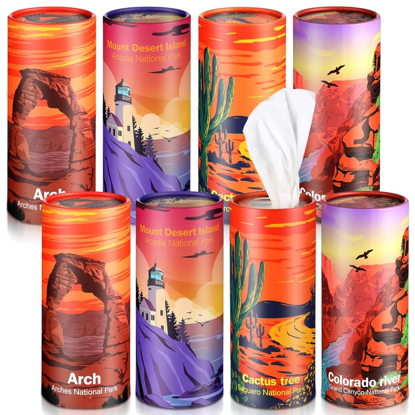 Blulu 8 Pcs Car Tissues Cylinder Tissues Cube Box Holder for Car Cup Holder Napkin Container for Travel Party AdventurePark