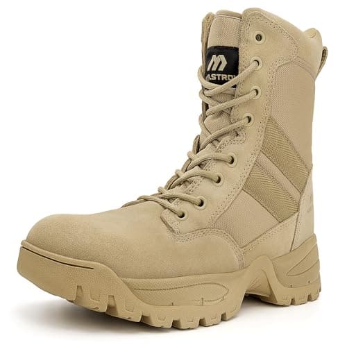Maelstrom Tactical Combat Boots - Mens Lightweight Full Grain Leather Side Zipper Military Boots - 8" Heavy-Duty Leather Boots with Reinforced Toes