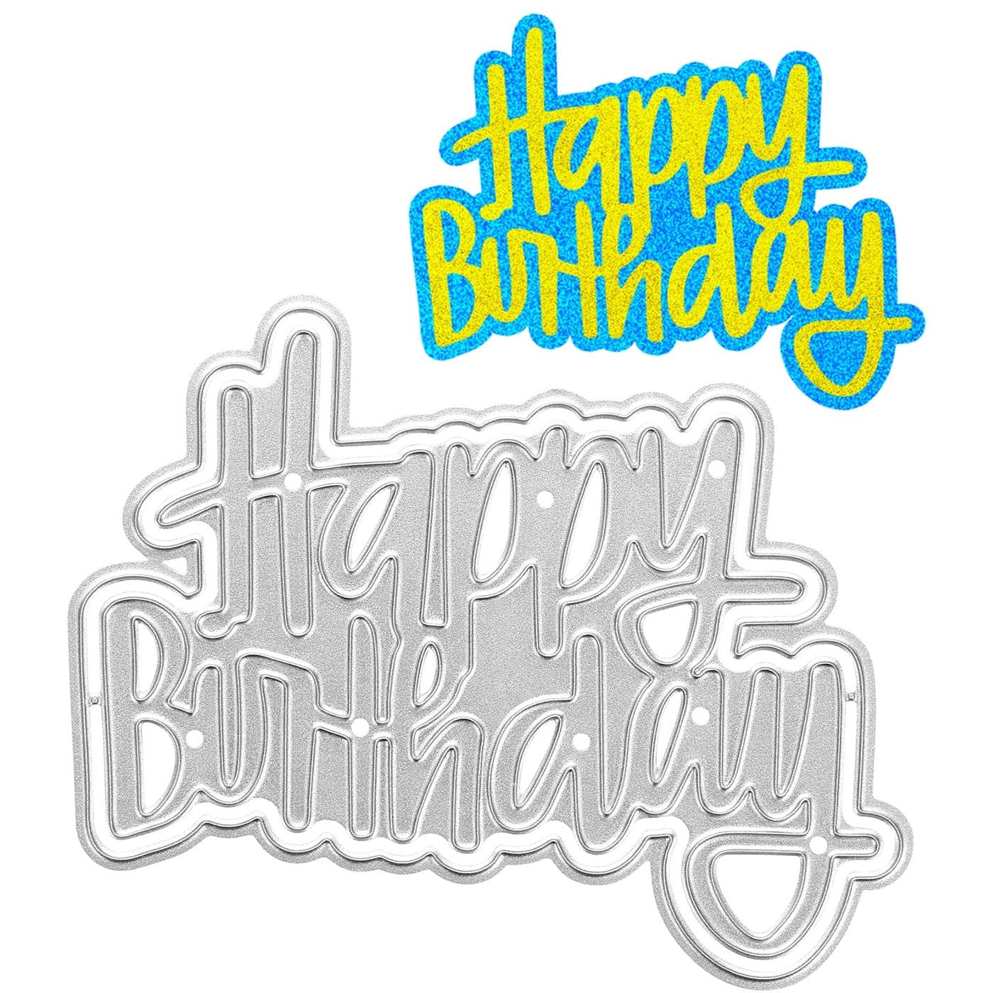 Birthday Metal Cutting Dies Stencil MIKIMIQI DIY Craft Metal Scrapbooking Dies Cuts Handmade Happy Birthday Embossing Stencils Template for Card Scrapbooking Craft Paper Decor