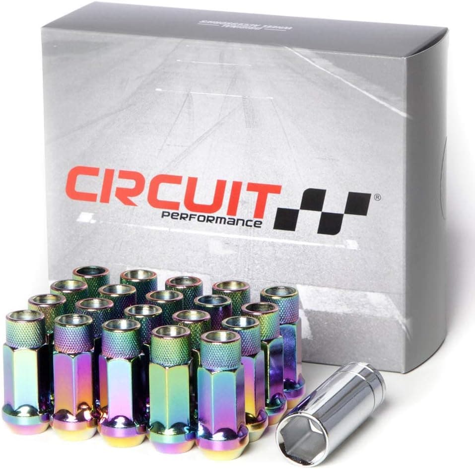 Circuit Performance Forged Steel Extended Open End Hex Lug Nut Set - 12x1.25 Neo Chrome - 20 Piece with Tool