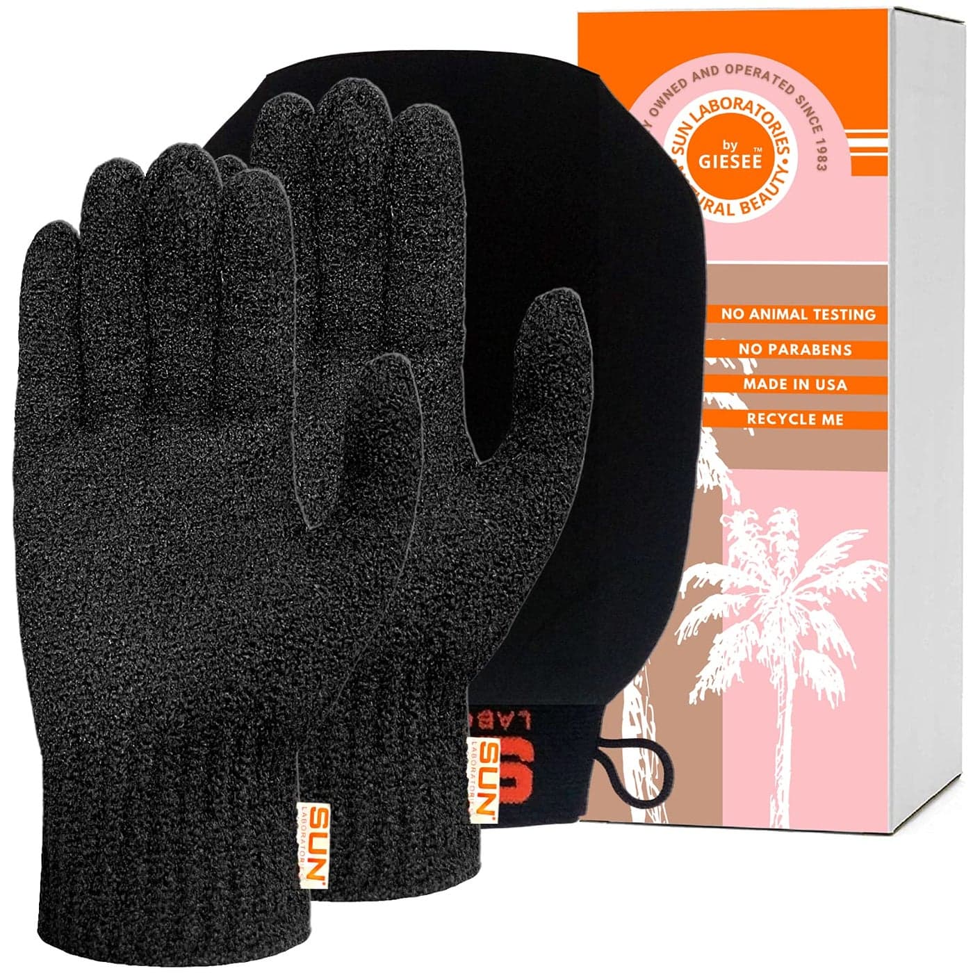 Sun Laboratories By Giesee Exfoliating Body Glove and Tan Removal Mitt Self Tan Remover Exfoliating Glove Deep Exfoliating Body Scrubber Tanning Mitt Fake Tan Remover Body Exfoliator Glove