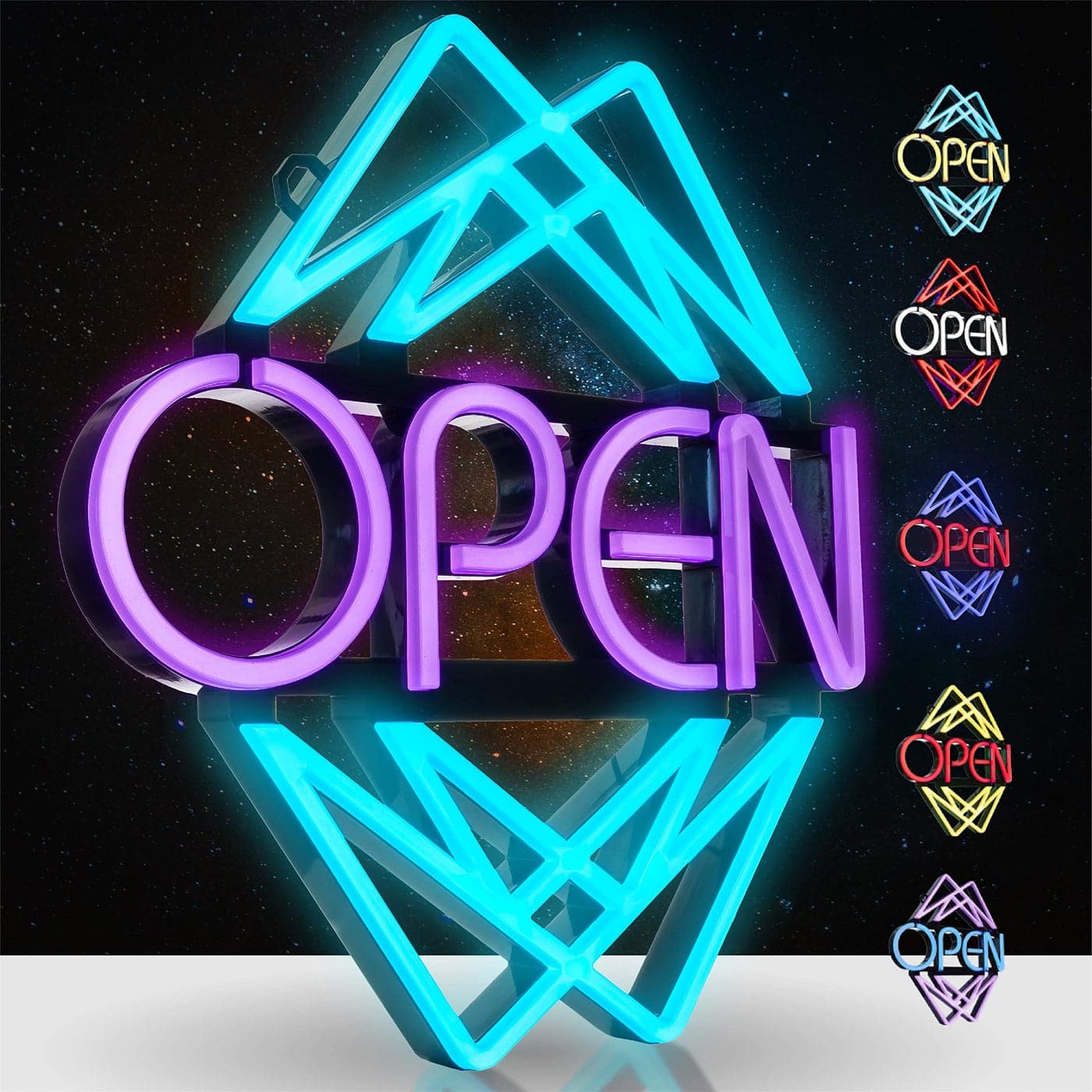 Open Sign with 49 Color Combinations Stand Out Neon LED Open Sign for Business Window w Remote Large Jumbo Bright LEDs Visible Day and Night by Element Lux 20 x 22in