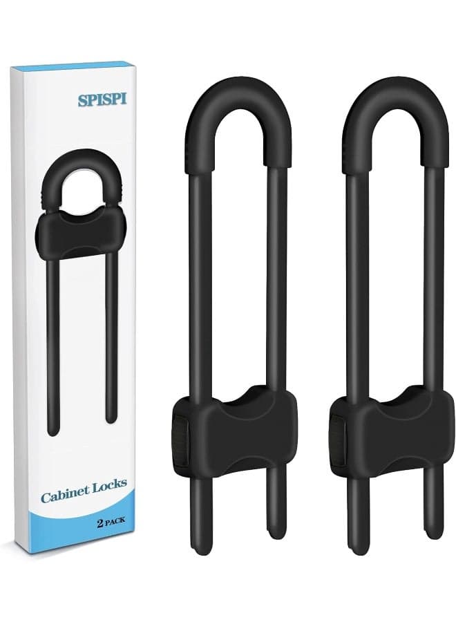 SPISPI Baby Proofing Cabinets, Cabinet Locks for Babies, 2 Pack U-Shaped Child Locks for Cabinets