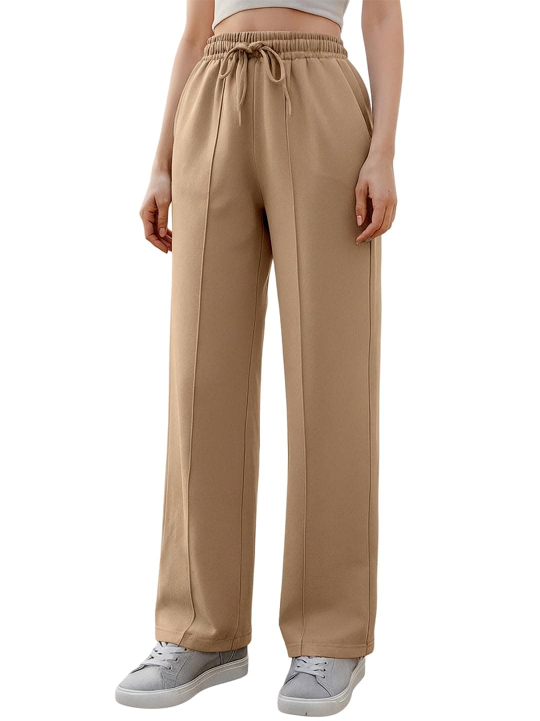 Bewakoof Women's Solid Cotton Blend Pants - Regular Fit_580433_Brown_28