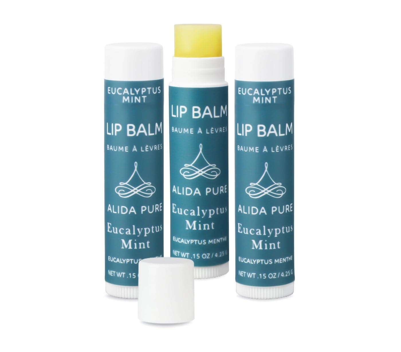 ALIDA PURE Eucalyptus Mint Lip Balm Collection, Vegan Lip Balm Set, Beeswax Free, with Avocado Oil, Organic Jojoba Oil, and Vitamin E, Natural Moisturizer for Dry, Chapped Lips, 3 Tube Set