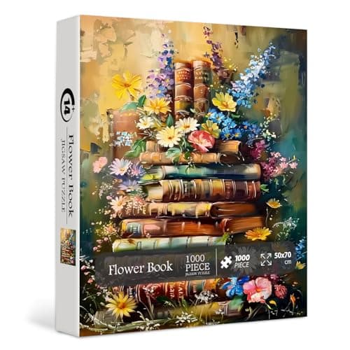 Vintage Book Puzzle for AdultsPICKFORU Wildflower Pages Jigsaw Puzzle 1000 PiecesRetro Plant Floral Puzzle Book Aesthetic Puzzle for Book Lover