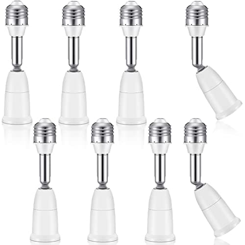 E26 E27 Light Socket Extenders 4.1 Inch Extension 180 Degree Adjustable Bendable Vertical Socket Extender Adapter Medium Screw Base Bulb Converter (8 Pack)