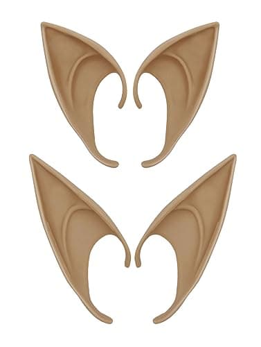 Yilistore 2 Pairs Elf Ear Cuffs, Pixie Dress Up Costume Soft Pointed Goblin Ears,Masquerade Accessories Halloween Elven Vampire Fairy Ears (Deep Color)