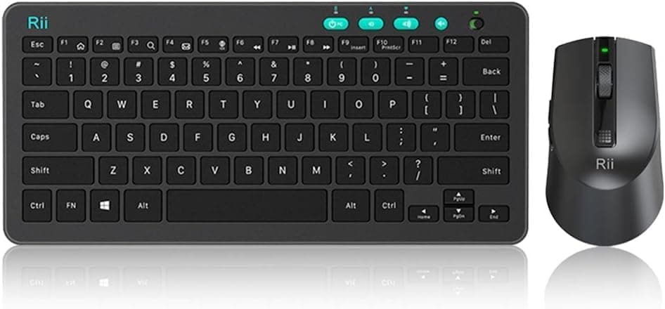 Rii RKM709 24 Gigahertz UltraSlim Wireless Keyboard and Mouse Combo Multimedia Office Keyboard for PC Laptop and DesktopBusiness OfficeBlackNew