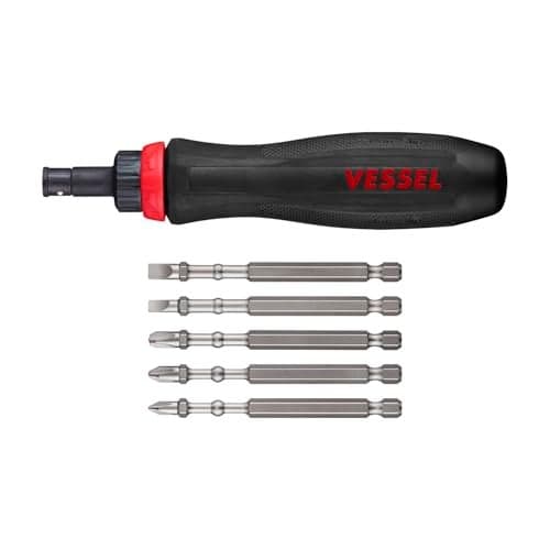 USA Official VESSEL MEGADORA Interchangeable Ratchet Screwdriver 5PC Bit Set