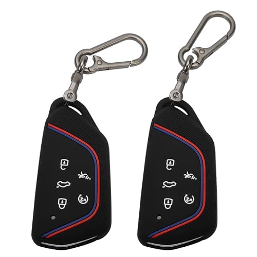 TOMALL 2 Pack for VW Volkswagen Key Fob Cover with Keychain 5 Buttons Silicone Rubber Key Case Compatible with VW Volkswagen ID4 Atlas MK8 GTI Golf R Atlas Cross Sport Car Key Cover