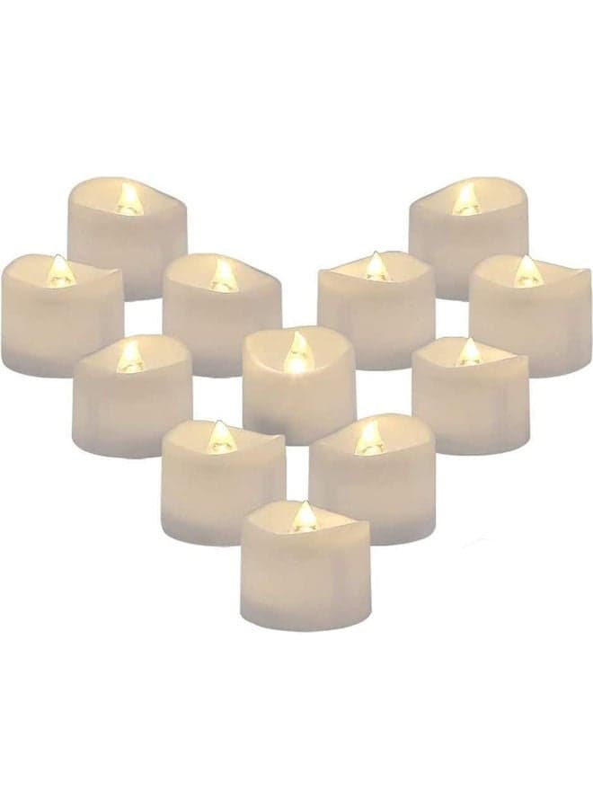 12-Piece Flameless Realistic And Bright Wax Electric LED Candle Set Warm White 1.25inch